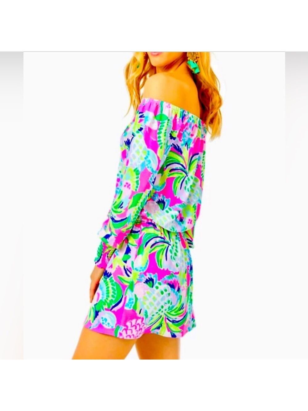 Lilly Pulitzer Lana Off The Shoulder Skort Romper XXS - Picture 2 of 9